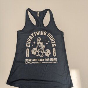 Barbells And Ponytails "Everything Hurts" Racerback Tank Top Sz L NEW